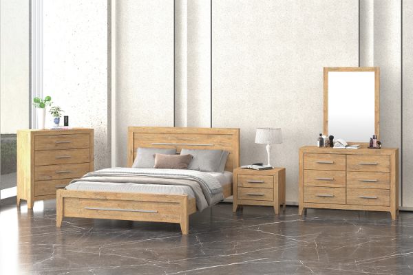 Picture of EMERSON 4PC/5PC/6PC Solid Acacia Wood Bedroom Combo Set in Queen/Super King Size