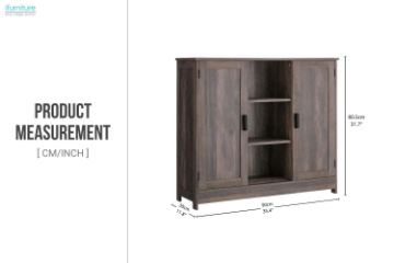 Picture of SIMEON 2-Door Storage Cabinet with Shelves (Grey)