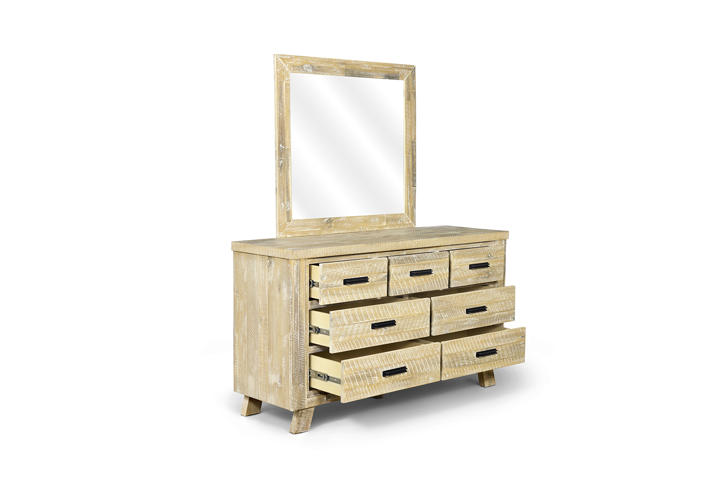 AKAROA 7-Drawer Solid Acacia Wood Dresser with Mirror