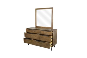 Picture of CLEVEDON 6-Drawer Dresser with Mirror (Solid Oak Wood)