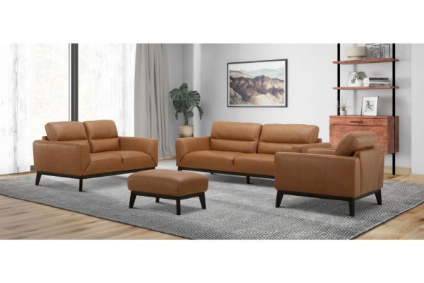 Picture of STONELAND 100% Genuine Leather Sofa Range - 3+2+1+Ottoman Sofa Set