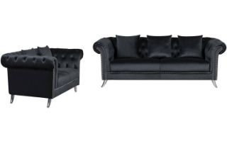 Picture of JOLANDA Chesterfield Fabric Sofa Range (Black) - 3+2 Sofa Set