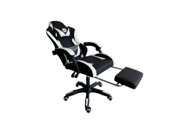 Picture of ZEUS Height Adjustable Gaming Chair with Footrest & 1-Point USB Massage (White)