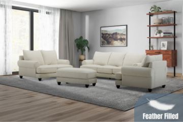 Picture of BALVINO 3.5/2.5/1.5 Seater Feather Filled Fabric Sofa Range with Ottoman