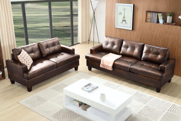 Picture of KNOLLWOOD 3/2 Seater Air Leather Sofa Set (Brown)