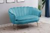 Picture of EVELYN Curved Flared Velvet Love Seat (Blue)