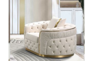 Picture of PIEDMONT Chesterfield 1 Seater Velvet Sofa Range (Beige)