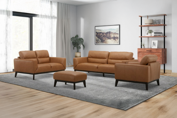 Picture of STONELAND 3/2/1 Seater 100% Genuine Leather Sofa Range with Ottoman