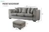 Picture of WILLOW 3 Seater with Ottoman Fabric Sofa (Light Grey)