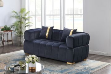 Picture of VEGAS 2 Seater Chesterfield Velvet Sofa (Black)