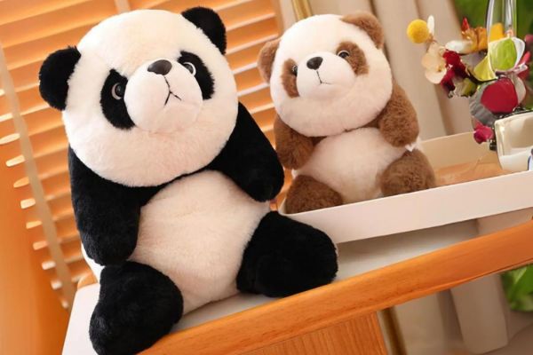 PANDA Small Big Fabric Plush Cushion Brown Black