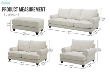 Picture of BALVINO 3.5/2.5/1.5 Seater Feather Filled Fabric Sofa Range with Ottoman