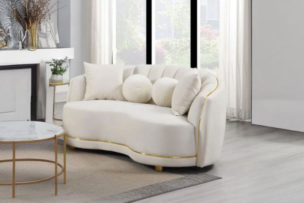 Picture of WESLEY Velvet Sofa Range (Beige)- 3 Seater