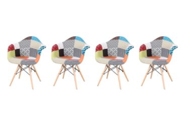 Picture of DAW Replica Eames Dining Arm Chair in Patch Fabric - 4 Chairs in 1 Carton