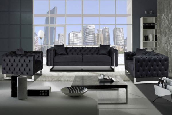 Picture of ASTRA 3/2/1 Seater Velvet Sofa Range (Black)