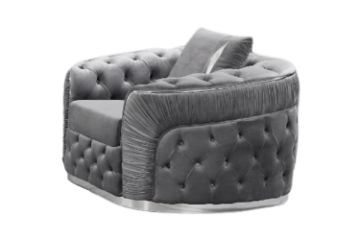 Picture of PIEDMONT Chesterfield Velvet 1 Seater Sofa/ Armchair (Grey) 
