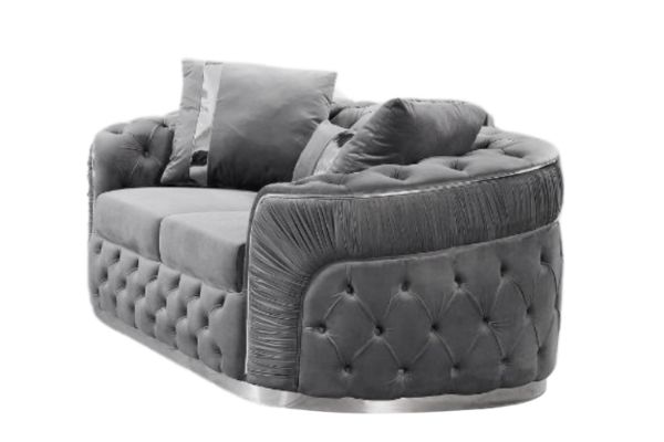 Picture of PIEDMONT Chesterfield Velvet Sofa Range (Grey) - 2 Seater