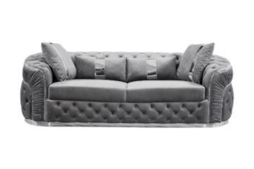 Picture of PIEDMONT Chesterfield Velvet Sofa Range (Grey) - 3 Seater