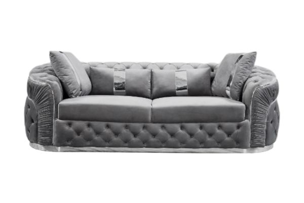 Picture of PIEDMONT Chesterfield Velvet Sofa Range (Grey) - 3 Seater