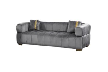 Picture of VEGAS Chesterfield Velvet  Sofa (Grey) - 3 Seater