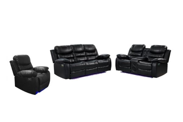 Picture of MODENA Reclining Sofa with LED & Speaker (Black) - 3RRC+2RRC+1R Sofa Set