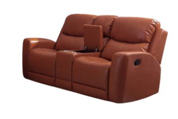 Picture of HARRY Air Leather Manual Reclining Sofa Range (Orange) - 2 Seat with Cup Holders and Storage (2RRC)