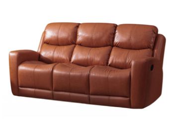 Picture of HARRY Air Leather Manual Reclining Sofa Range (Orange) - 3 Seat Recliner Sofa (3RR)