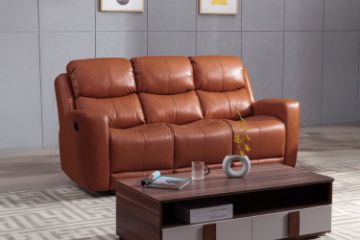 Picture of HARRY Air Leather Manual Reclining Sofa Range (Orange) - 3 Seat Recliner Sofa (3RR)