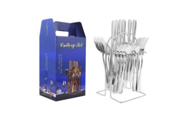 Picture of LAVIN 24 Piece Stainless Steel Cutlery Set with Hanging Rack