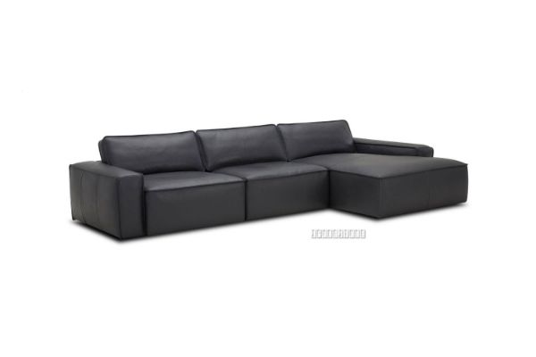 Picture of HAMMOND Sectional Feather Filled Genuine 100% Leather Modular Sofa (Charcoal Black)