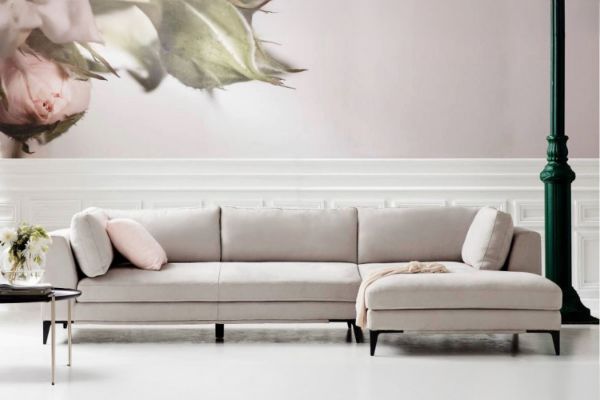 Picture of AMELIE Memory Foam Chaise Facing Right Sectional Sofa (Light Grey)