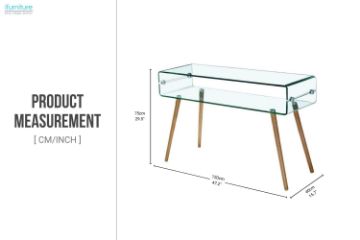 Picture of MURANO 1.2M Box Bent Glass Hall Table with Shelf