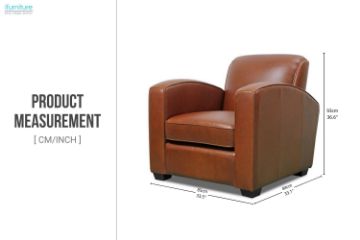 Picture of HEMINGWAY 100% Genuine Silky Aniline Leather Club 1 Seater Sofa/Armchair/Sofa Chair  