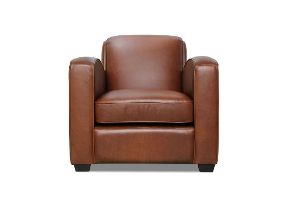 Picture of HEMINGWAY 100% Genuine Silky Aniline Leather Club 1 Seater Sofa/Armchair/Sofa Chair  