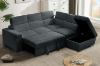 Picture of MILLBURY Corduroy Fabric Corner Sofa Bed with Storage and Ottoman - Chaise Facing Right