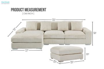 Picture of WINSTON Corduroy Modular Sectional Sofa with Ottoman (Beige)