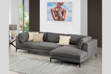 Picture of AMELIE Memory Foam Chaise Facing Left Sectional Sofa (Dark Grey)