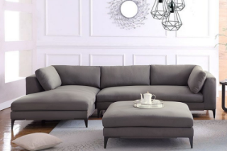 Picture of AMELIE Premium Fabric Sectional Sofa (Dark Grey) - Chaise Facing Left with Ottoman