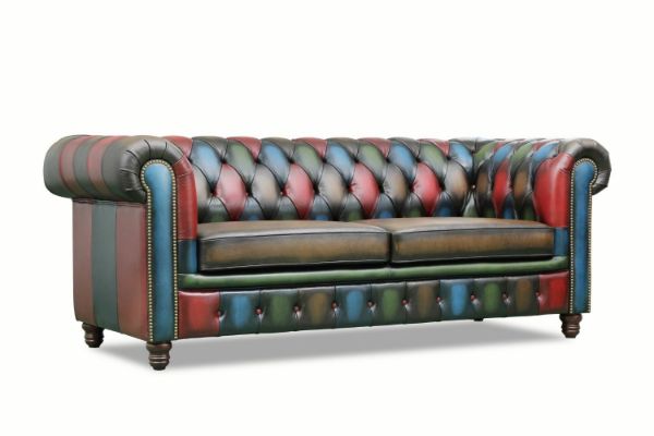 Picture of WILLIFORD Chesterfield Top Grain Patchwork Leather (Multicolor) -3 Seater 