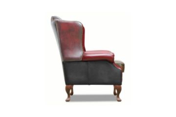 Picture of WILLIFORD 100% Genuine Leather Chesterfield High Back Wing Patchwork 1 Seater Sofa/Armchair/Sofa Chair (Multicolour)