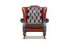 Picture of WILLIFORD 100% Genuine Leather Chesterfield High Back Wing Patchwork 1 Seater Sofa/Armchair/Sofa Chair (Multicolour)