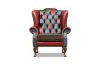 Picture of WILLIFORD 100% Genuine Leather Chesterfield High Back Wing Patchwork Chair (Multicolour)