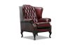 Picture of WILLIFORD 100% Genuine Leather Chesterfield High Back Wing 1 Seater Sofa/Armchair/Sofa Chair (Maroon)