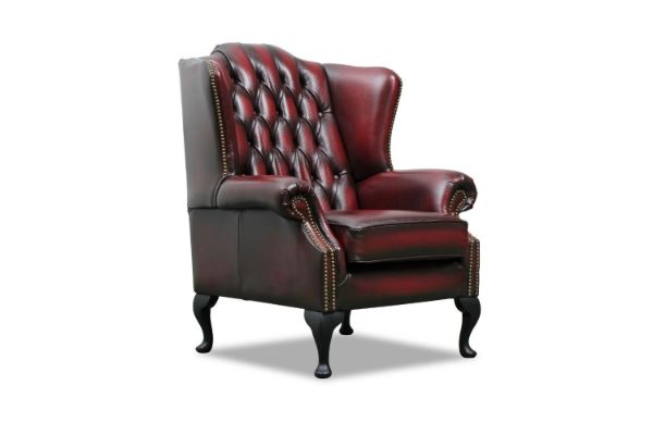 Picture of WILLIFORD 100% Genuine Leather Chesterfield High Back Wing 1 Seater Sofa/Armchair/Sofa Chair (Maroon)