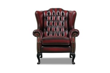 Picture of WILLIFORD 100% Genuine Leather Chesterfield High Back Wing 1 Seater Sofa/Armchair/Sofa Chair (Maroon)