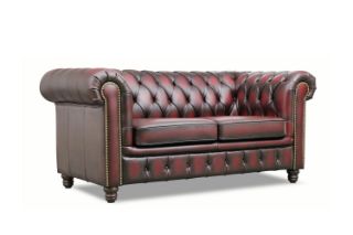 Picture of WILLIFORD Chesterfield Top Grain Leather Sofa Range (Maroon) - 2 Seater