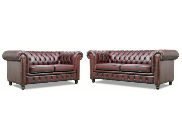 Picture of WILLIFORD Chesterfield Top Grain Leather Sofa Range (Maroon) - 3+2 Sofa Set