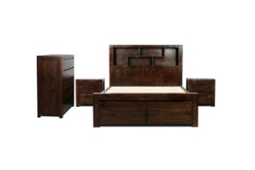 Picture of MALAGA 4PC Storage Bedroom Set in Queen Size (Walnut)