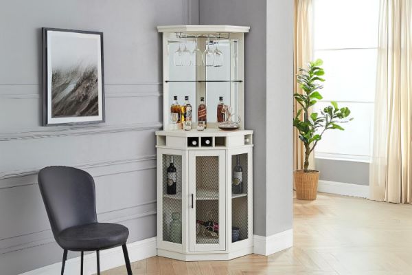 Picture of HAAKEN Corner Bar Buffet & Hutch (White)