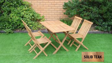 Picture of BALI Solid Teak Wood 5PC Outdoor Dining Set (Foldable Table)